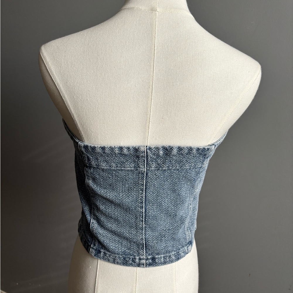 Bailey Rose Strapless Denim Corset Top With Zipper - Picture 5 of 7